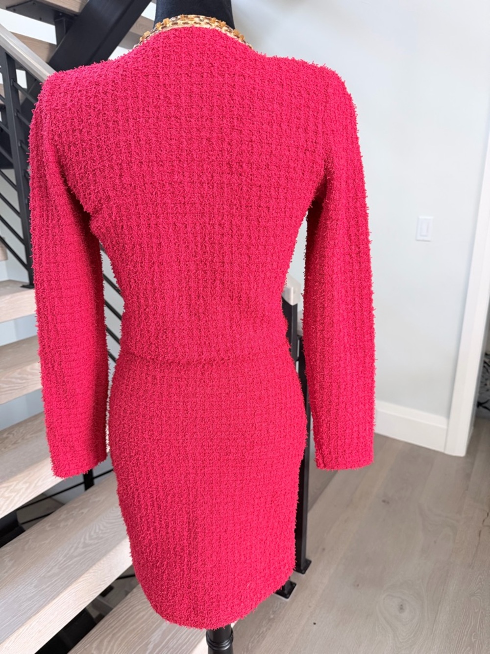 New Self portrait Red Tweed Two-Piece Skirt Set with Gold Trim size S - Picture 15 of 15